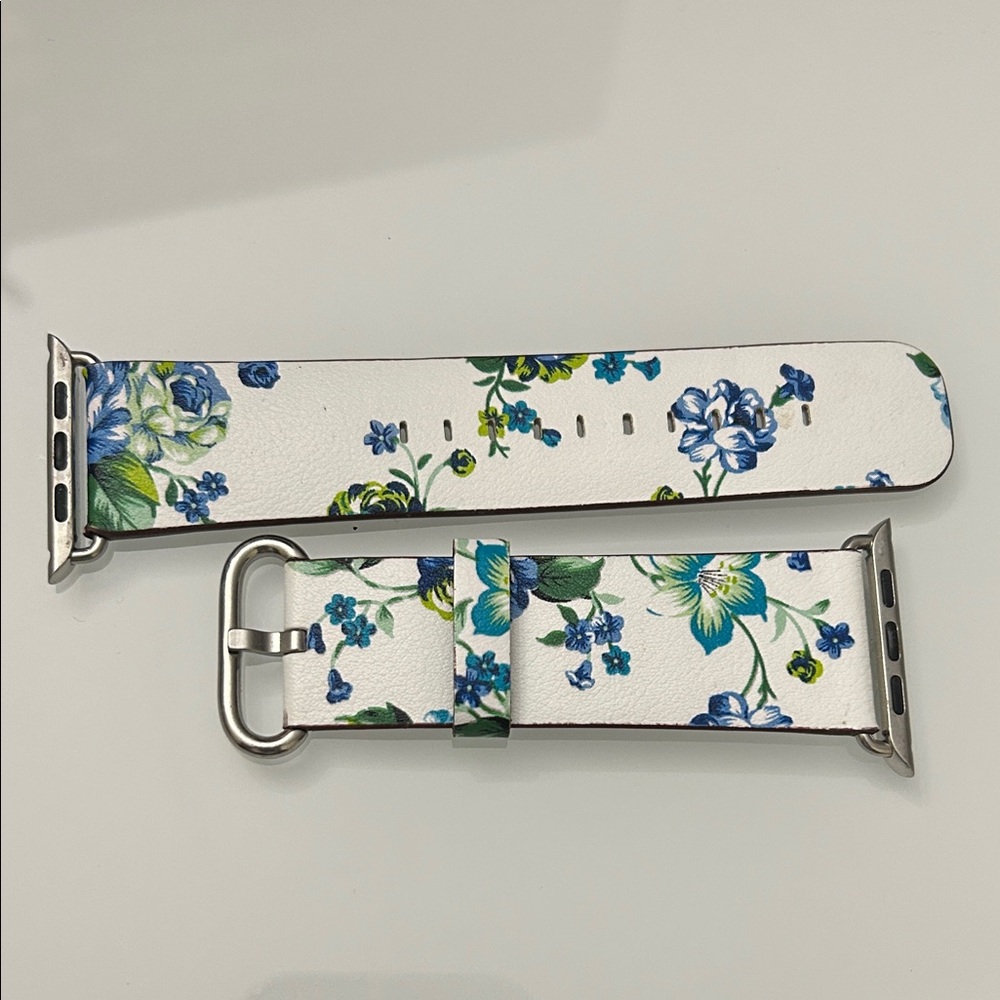 Apple Watch Floral White and Blue Watch Band, size 42mm
